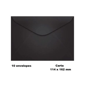 KIT 10 ENVELOPES COLORIDO 114X162MM PRETO